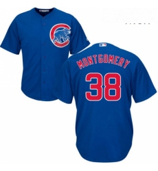 Mens Majestic Chicago Cubs 38 Mike Montgomery Replica Royal Blue Alternate Cool Base MLB Jersey