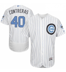 Mens Majestic Chicago Cubs 40 Willson Contreras Authentic White 2016 Fathers Day Fashion Flex Base MLB Jersey