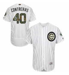 Mens Majestic Chicago Cubs 40 Willson Contreras Authentic White 2016 Memorial Day Fashion Flex Base Jersey 