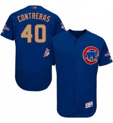 Mens Majestic Chicago Cubs 40 Willson Contreras Royal Blue 2017 Gold Champion Flexbase Authentic Collection MLB Jersey