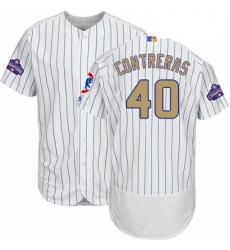 Mens Majestic Chicago Cubs 40 Willson Contreras White 2017 Gold Program Flexbase Authentic Collection MLB Jersey