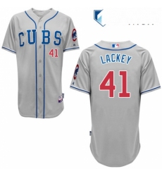 Mens Majestic Chicago Cubs 41 John Lackey Authentic Grey Alternate Road Cool Base MLB Jersey