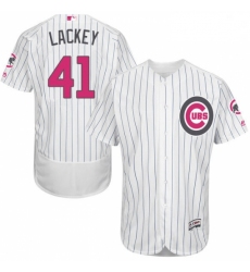 Mens Majestic Chicago Cubs 41 John Lackey Authentic White 2016 Mothers Day Fashion Flex Base MLB Jersey