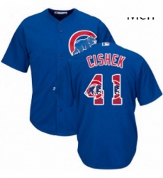 Mens Majestic Chicago Cubs 41 Steve Cishek Authentic Royal Blue Team Logo Fashion Cool Base MLB Jersey 
