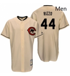 Mens Majestic Chicago Cubs 44 Anthony Rizzo Authentic Cream Cooperstown Throwback MLB Jersey