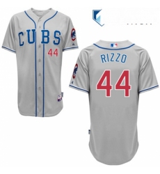Mens Majestic Chicago Cubs 44 Anthony Rizzo Authentic Grey Alternate Road Cool Base MLB Jersey