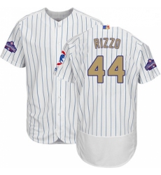 Mens Majestic Chicago Cubs 44 Anthony Rizzo Authentic White 2017 Gold Program Flex Base MLB Jersey
