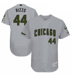 Mens Majestic Chicago Cubs 44 Anthony Rizzo Grey Memorial Day Authentic Collection Flex Base MLB Jersey
