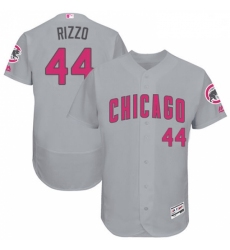 Mens Majestic Chicago Cubs 44 Anthony Rizzo Grey Mothers Day Flexbase Authentic Collection MLB Jersey