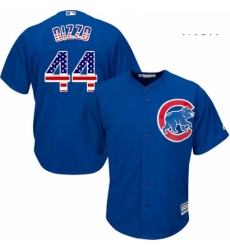 Mens Majestic Chicago Cubs 44 Anthony Rizzo Replica Royal Blue USA Flag Fashion MLB Jersey
