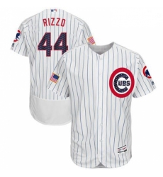 Mens Majestic Chicago Cubs 44 Anthony Rizzo White Stars Stripes Authentic Collection Flex Base MLB Jersey