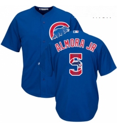 Mens Majestic Chicago Cubs 5 Albert Almora Jr Authentic Royal Blue Team Logo Fashion Cool Base MLB Jersey 