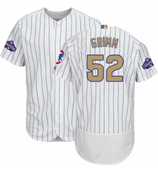 Mens Majestic Chicago Cubs 52 Justin Grimm Authentic White 2017 Gold Program Flex Base MLB Jersey