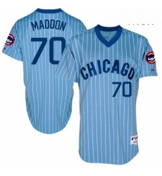 Mens Majestic Chicago Cubs 70 Joe Maddon Replica Blue Cooperstown Throwback MLB Jersey