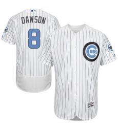 Mens Majestic Chicago Cubs 8 Andre Dawson Authentic White 2016 Fathers Day Fashion Flex Base MLB Jersey