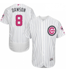 Mens Majestic Chicago Cubs 8 Andre Dawson Authentic White 2016 Mothers Day Fashion Flex Base MLB Jersey