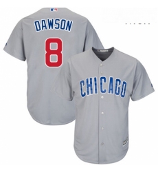 Mens Majestic Chicago Cubs 8 Andre Dawson Replica Grey Road Cool Base MLB Jersey