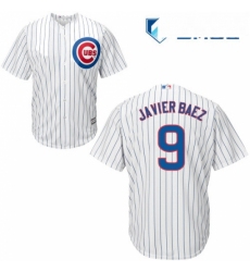 Mens Majestic Chicago Cubs 9 Javier Baez Replica White Home Cool Base MLB Jersey