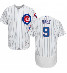 Mens Majestic Chicago Cubs 9 Javier Baez White Home Flex Base Authentic Collection MLB Jersey