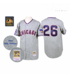 Mens Mitchell and Ness 1968 Chicago Cubs 26 Billy Williams Authentic Grey Throwback MLB Jersey