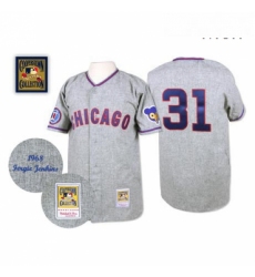 Mens Mitchell and Ness 1968 Chicago Cubs 31 Fergie Jenkins Authentic Grey Throwback MLB Jersey