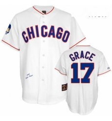 Mens Mitchell and Ness Chicago Cubs 17 Mark Grace Replica White 1968 Throwback MLB Jersey
