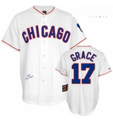 Mens Mitchell and Ness Chicago Cubs 17 Mark Grace Replica White 1988 Throwback MLB Jersey