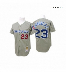 Mens Mitchell and Ness Chicago Cubs 23 Ryne Sandberg Authentic Grey Throwback MLB Jersey