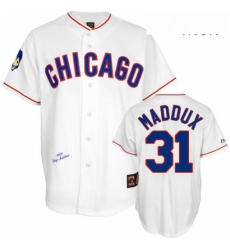 Mens Mitchell and Ness Chicago Cubs 31 Greg Maddux Authentic White 1988 Throwback MLB Jersey