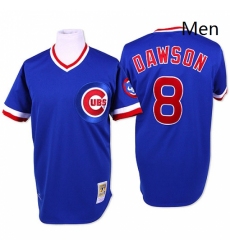 Mens Mitchell and Ness Chicago Cubs 8 Andre Dawson Authentic Blue Throwback MLB Jersey