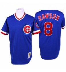 Mens Mitchell and Ness Chicago Cubs 8 Andre Dawson Replica Blue Throwback MLB Jersey
