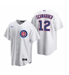 Mens Nike Chicago Cubs 12 Kyle Schwarber White Home Stitched Baseball Jerse