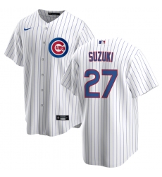Mens Nike Chicago Cubs #27 Seiya Suzuki White Home Stitched Baseball Jersey