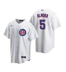 Mens Nike Chicago Cubs 5 Albert Almora Jr White Home Stitched Baseball Jersey