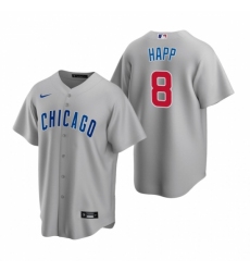 Mens Nike Chicago Cubs 8 Ian Happ Gray Road Stitched Baseball Jersey