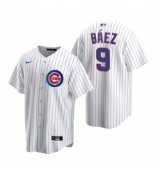Mens Nike Chicago Cubs 9 Javier Baez White Home Stitched Baseball Jerse