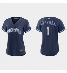 Chicago Cubs 1 Doug Glanville Women Nike 2021 City Connect Navy MLB Jersey