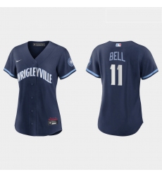 Chicago Cubs 11 George Bell Women Nike 2021 City Connect Navy MLB Jersey