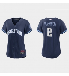 Chicago Cubs 2 Nico Hoerner Women Nike 2021 City Connect Navy MLB Jersey