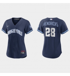 Chicago Cubs 28 Kyle Hendricks Women Nike 2021 City Connect Navy MLB Jersey