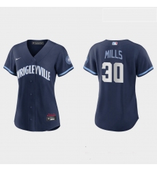 Chicago Cubs 30 Alec Mills Women Nike 2021 City Connect Navy MLB Jersey