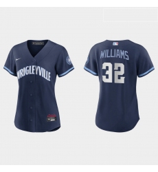 Chicago Cubs 32 Trevor Williams Women Nike 2021 City Connect Navy MLB Jersey
