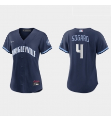 Chicago Cubs 4 Eric Sogard Women Nike 2021 City Connect Navy MLB Jersey