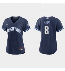 Chicago Cubs 8 Ian Happ Women Nike 2021 City Connect Navy MLB Jersey