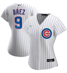 Chicago Cubs 9 Javier Baez Nike Women Home 2020 MLB Player Jersey White