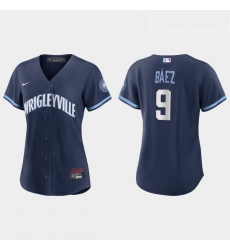 Chicago Cubs 9 Javier Baez Women Nike 2021 City Connect Navy MLB Jersey
