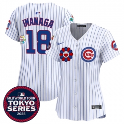 Women Chicago Cubs 18 Sh u014Dta Imanaga White 2025 Tokyo Series Limited Stitched Baseball Jersey