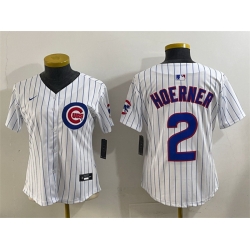 Women Chicago Cubs 2 Nico Hoerner White Home Limited Stitched Jersey