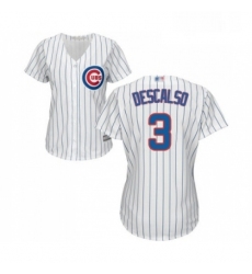 Womens Chicago Cubs 3 Daniel Descalso Authentic White Home Cool Base Baseball Jersey 