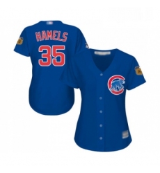 Womens Chicago Cubs 35 Cole Hamels Authentic Royal Blue Alternate Baseball Jersey 